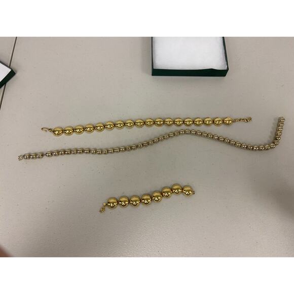 Marshall Fields Monet Beaded Gold Tone Chain Necklace & Bracelet Lot of 3 w/ Box - Picture 2 of 12